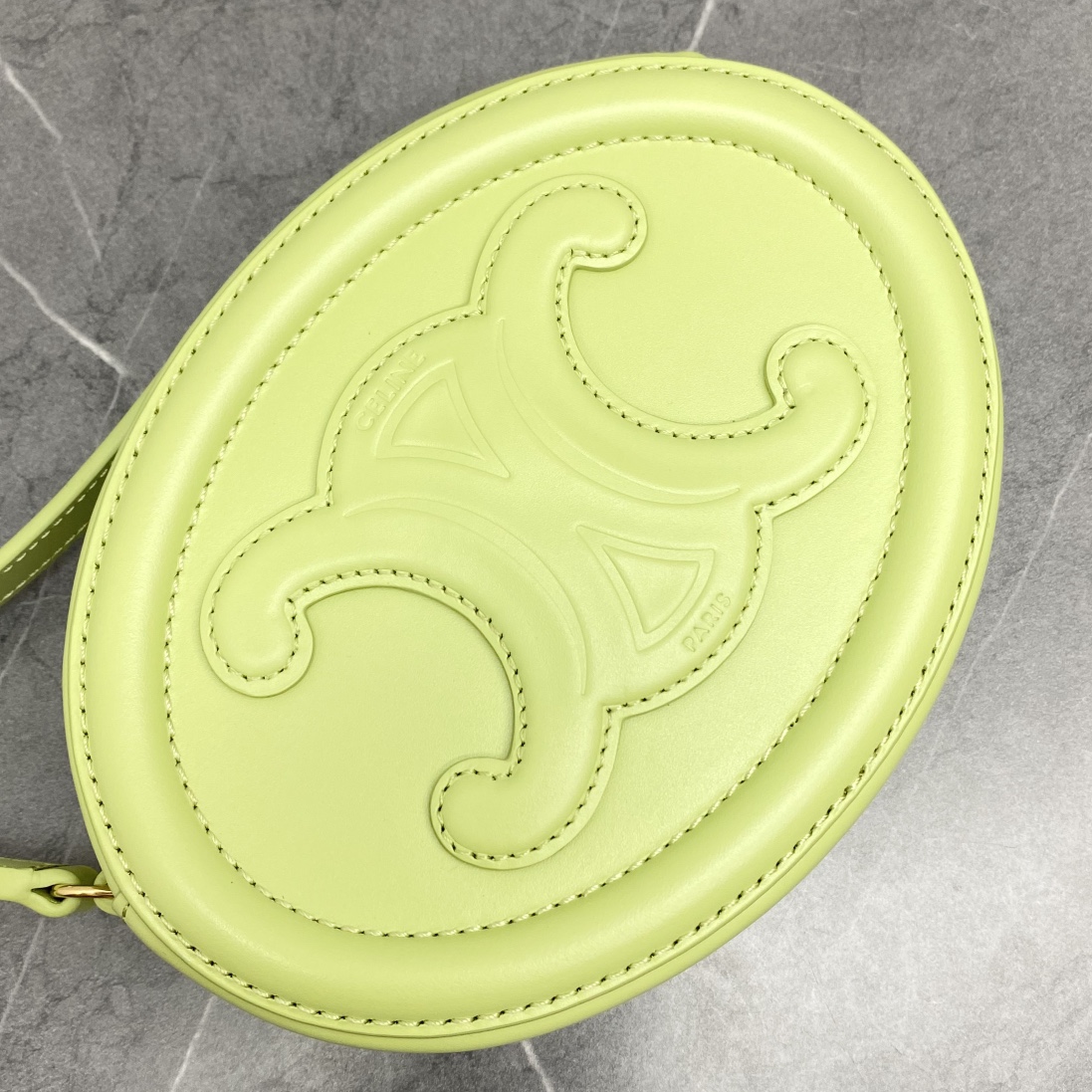 Celine Crossbody Oval Purse Cuir Triomphe In Smooth Calfskin Avocado Green 101703